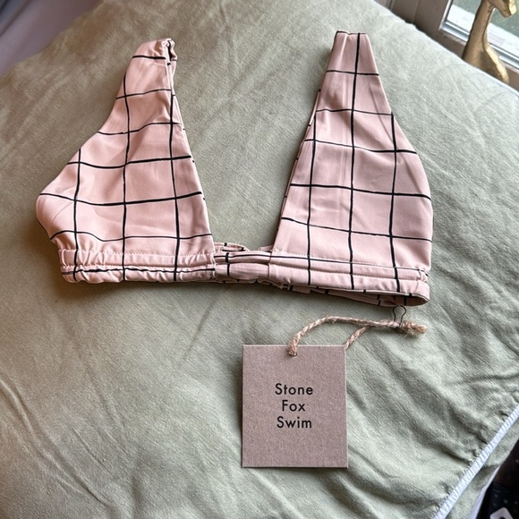 Stone Fox Swim Paloma Bikini Top in Sand Plaid - Picture 4 of 8